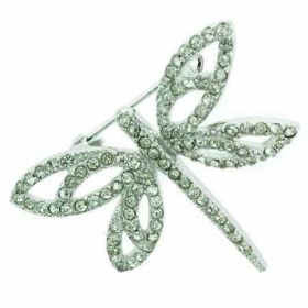 Sterling Silver Simulated Diamond cz Dragonfly Pin