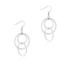 Stainless Steel Interlocking Hoops Dangle Earrings