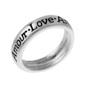 Sterling Silver 'Amour, Love, Amor' Inspirational Ring
