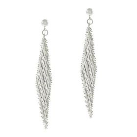 Sterling Silver Beaded Large Link Dangle Drop Earrings