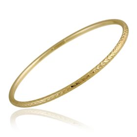 18K Gold over Sterling Silver 3mm Diamond-Cut Bangle