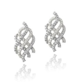 Sterling Silver Diamond Accent Lattice Drop Earrings
