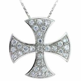 Designer Simulated Diamond CZ Cross Silver Slide Pendant