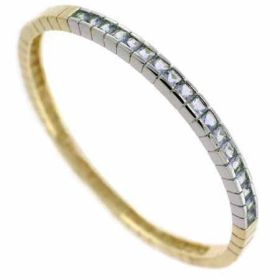 18K Gold over Sterling Silver CZ Tennis Bangle Bracelet