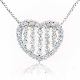 Sterling Silver Simulated Diamond CZ Heart Love Pendant