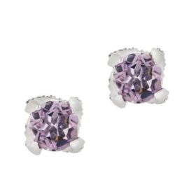 Sterling Silver 3.7ct. TGW Amethyst and CZ Stud Earrings