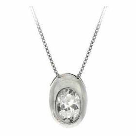 Sterling Silver Simulated Diamond cz Oval Slide/Pendant