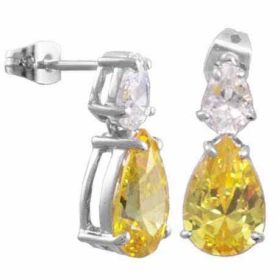 Sterling Silver Yellow and Simulated Diamond CZ earrings