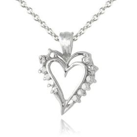 Sterling Silver Diamond Accent Swirl Heart Necklace