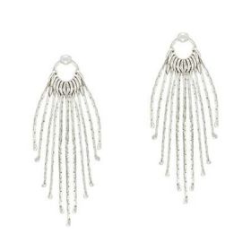 Sterling Silver Chain Bead Hoop Chandelier Earrings