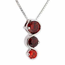 Sterling Silver Past Present and Future Red Pendant