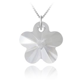 Sterling Silver Clear Swarovski Elements Flower Necklace