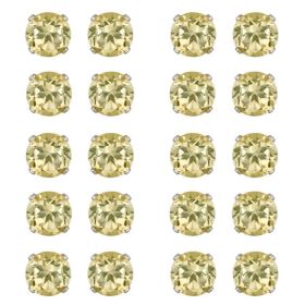 Sterling Silver 5ct Citrine 4mm Stud Earrings, Set of 10