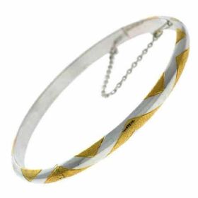 18K Gold over Sterling Silver Two-Tone Argyle Bangle Bracelet