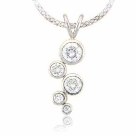 Sterling Silver Designer Bubble Simulated Diamond CZ Pendant