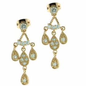 18K Gold over Sterling Silver CZ Teardrop Chandelier Earrings