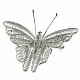 Beautiful Brushed Sterling Silver Mesh Filigree Butterfly Pin