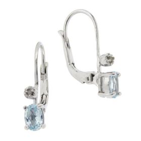 Sterling Silver Diamond Accent & Blue Topaz Leverback Earrings