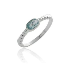 Sterling Silver Genuine Blue Topaz Oval Ring