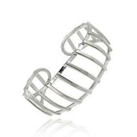 Sterling Silver Open Vertical Strand Cuff Bangle