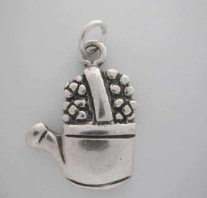 Silver Watering Can with Flower CHARM 4 bracelet