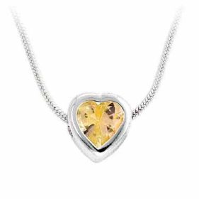 Sterling Silver Light Yellow Heart Pendant/Slide