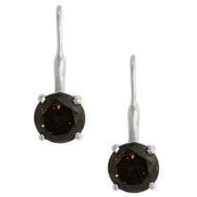 Sterling Silver Round Olive CZ Leverback Earring