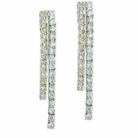 Sterling Silver Champagne & Clear CZ Bar Earrings