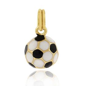 18K Gold Over Sterling Silver Enamel Soccer Charm
