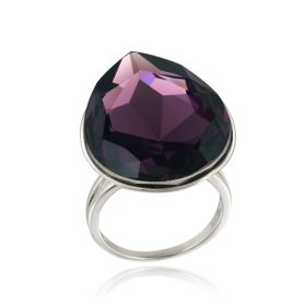 Swarovski Elements Amethyst Teardrop Fashion Ring