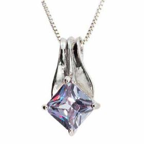 Sterling Silver Diamond shaped Lavender Pendant
