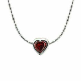Sterling Silver Bezel Set Red cz Heart Pendant