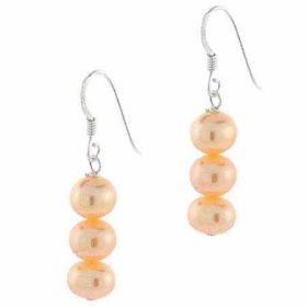 Genuine Freshwater Peach Pearl Earrings