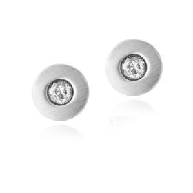 Stainless Steel CZ Round Stud Earrings