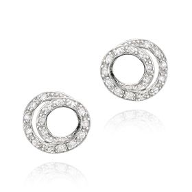 Sterling Silver CZ Swirl Earrings
