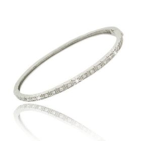 Sterling Silver Pave Diamond cz Bangle