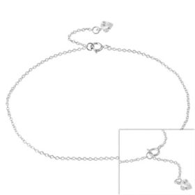 Sterling Silver CZ Heart Anklet