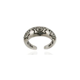Etched Smiling Sun Sterling Silver Toe Ring