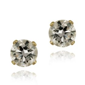14K Yellow Gold 1.5ct CZ Stud Earrings, 6mm