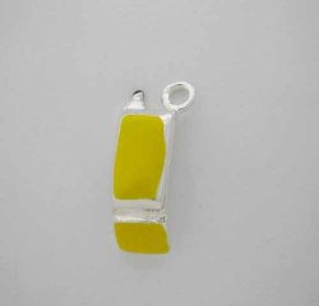 Silver Yellow Enamel Cell Phone * CHARM CUTE