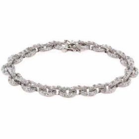 Sterling Silver CZ Pave Chain Link Bracelet