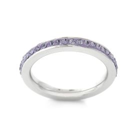 Stainless Steel Violet Crystal Wedding Band