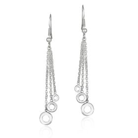 Sterling Silver dangling chain hoop Earrings