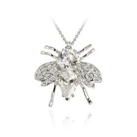 Sterling Silver Simulated Diamond CZ Bee Pin