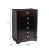 Wooden Jewelry Box Organizer Wood Cabinet 6 Layers Case with 5 Drawers- Brown