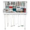 White Wall Mounted Jewelry Organizer, Wooden Earring Holder with Shelf, Hanging Hooks for Necklace, Removable Rod for Bracelet