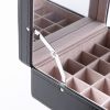 Jewelry Box 50 Slot Earring Organizer 2-layer Detachable With Large Mirror