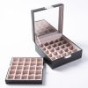 Jewelry Box 50 Slot Earring Organizer 2-layer Detachable With Large Mirror