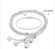 Heart Pendant Jewelry Silver Love Multi Strand Snake Chain Bracelet for Women