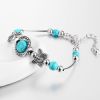 Bohemian Bracelet Turquoise Cracked Resin Ball with Unique Butterfly Carving Beach Jewelry